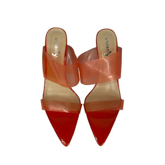 Vinianty Orange Tan Pointy Toe Sexy High Stiletto Heels Size 10 - Picture 1 of 6